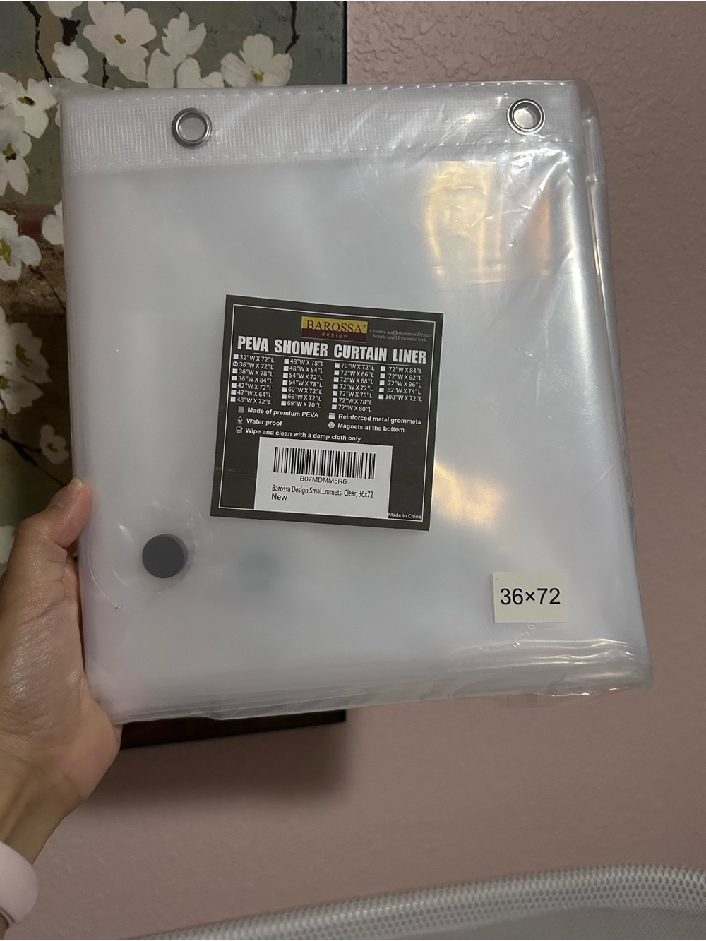 Clear PEVA Shower Curtain Liner - 36x72